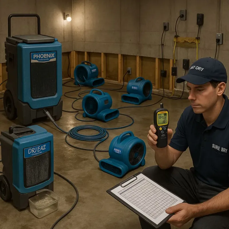 Structural Drying and Dehumidification process in Pinetop-Lakeside, AZ